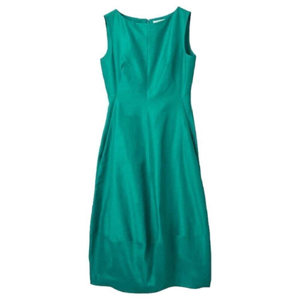 NWT COS Womens Green Sleeveless Cotton Silk Cotton Cocoon Sheath Dress Size 2